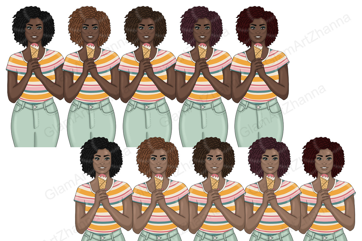 Ice Cream Girl Clipart, a Person Illustration by GlamArtZhanna (Photo 3 of 5)