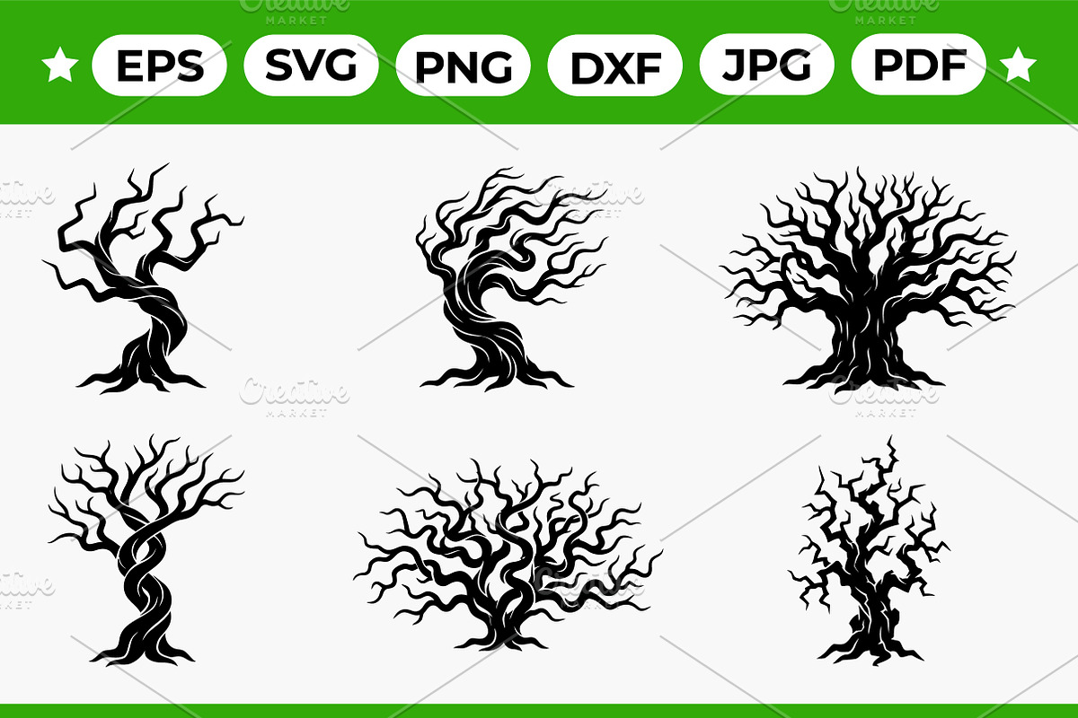 Twisted Tree Silhouette Vector Set, an Object Graphic by Artonix (Photo 1 of 3)