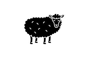 Sheep Black Glyph Icon