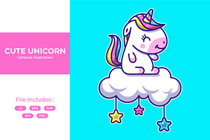 Cute Unicorn Cartoon Illustration