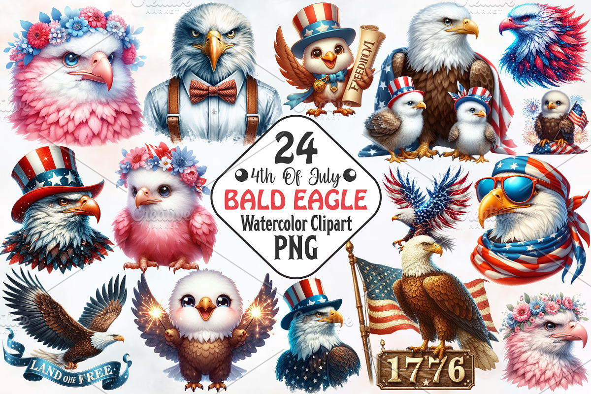 4th Of July Bald Eagle Sublimation, a Seasonal Illustration by RobertsArt (Photo 1 of 7)