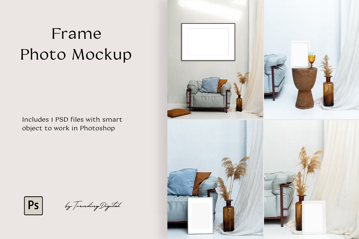 Frame Mockup Bundle 4 pcs, a Product Mockup by Trendingdigital (Photo 1 of 7)