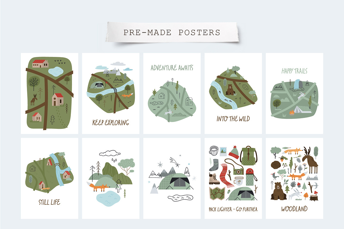 Great Outdoors Map Creator, an Animal Illustration by katieromanoff_art (Photo 4 of 13)