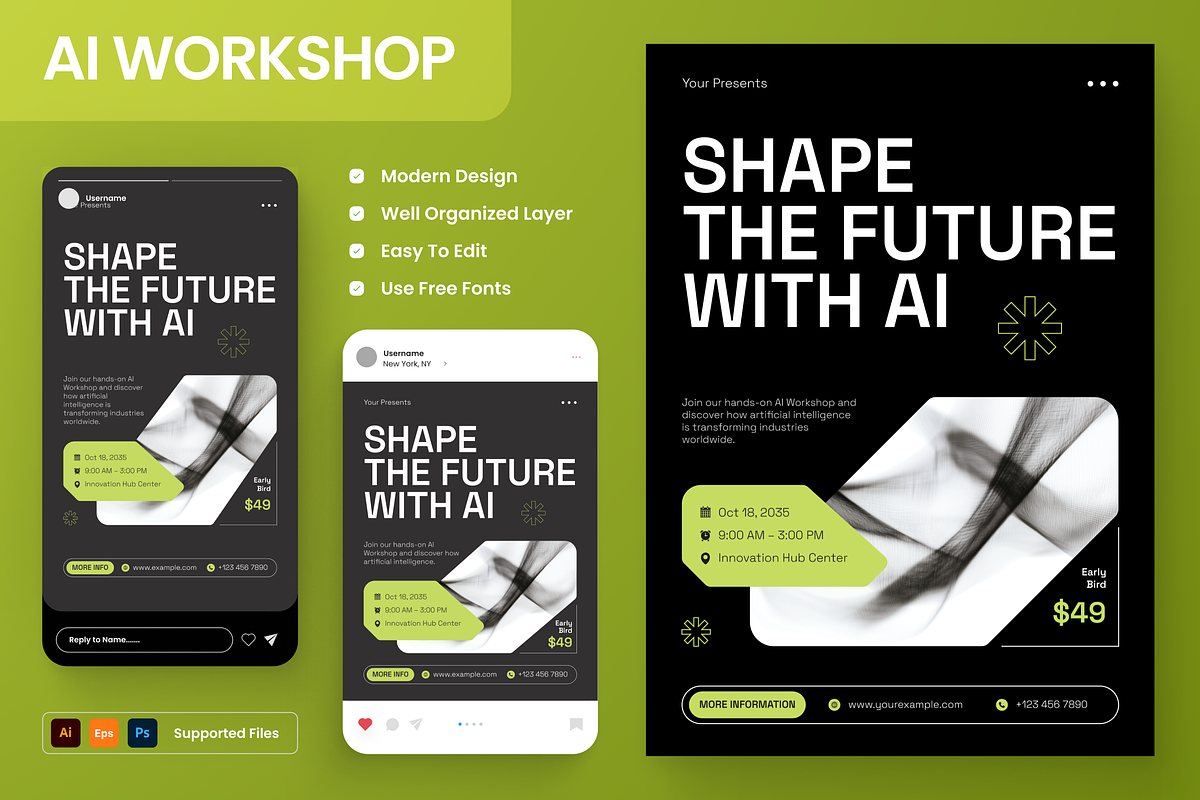 AI Workshop Flyer Set, a Flyer Template by Annora Studio (Photo 1 of 6)