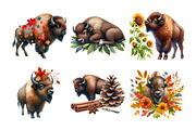 Watercolor Autumn Bison Clipart Bund, an Illustration by Daily.Designs (Thumbnail 5 of 5)