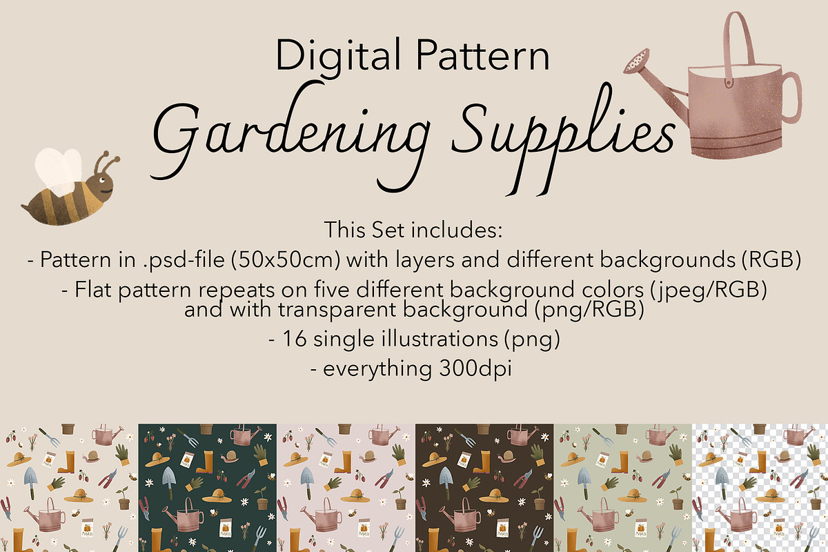 Gardening Supplies Pattern, a Pattern Graphic by koberstein (Photo 2 of 3)