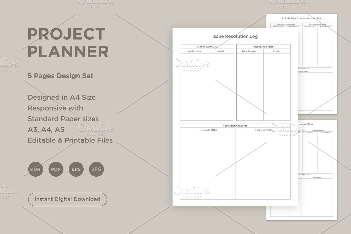 Project Planner Pages Set V-13, a Stationery Template by shahsoft (Photo 1 of 3)