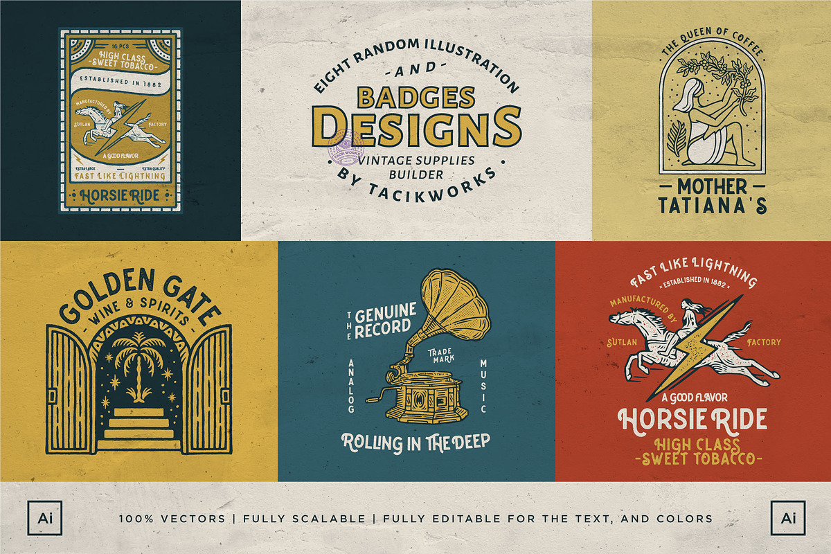 8 Random Badges Designs Template, a Branding & Logo Template by Wortfice (Photo 1 of 8)