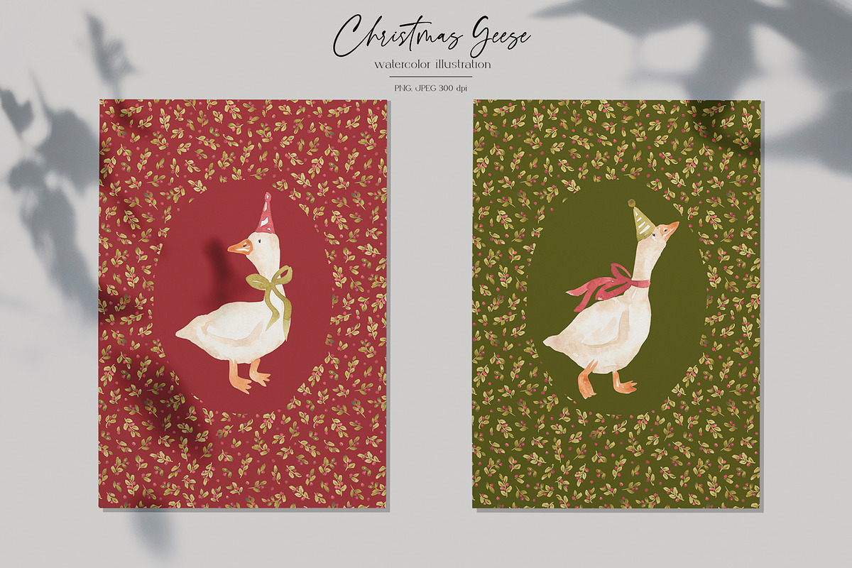 Christmas geese collection, an Animal Illustration by SirenaArt (Photo 2 of 15)