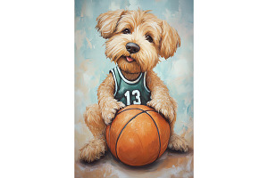 Basketball Wheaten Terrier Dog Art