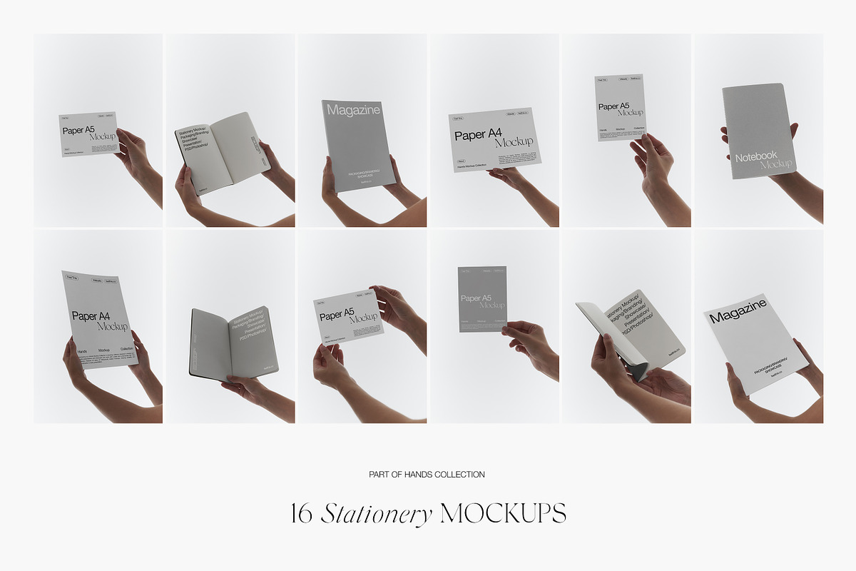 Stationery in Hands Mockups, a Books & Magazine Mockup by Feel This (Photo 9 of 9)