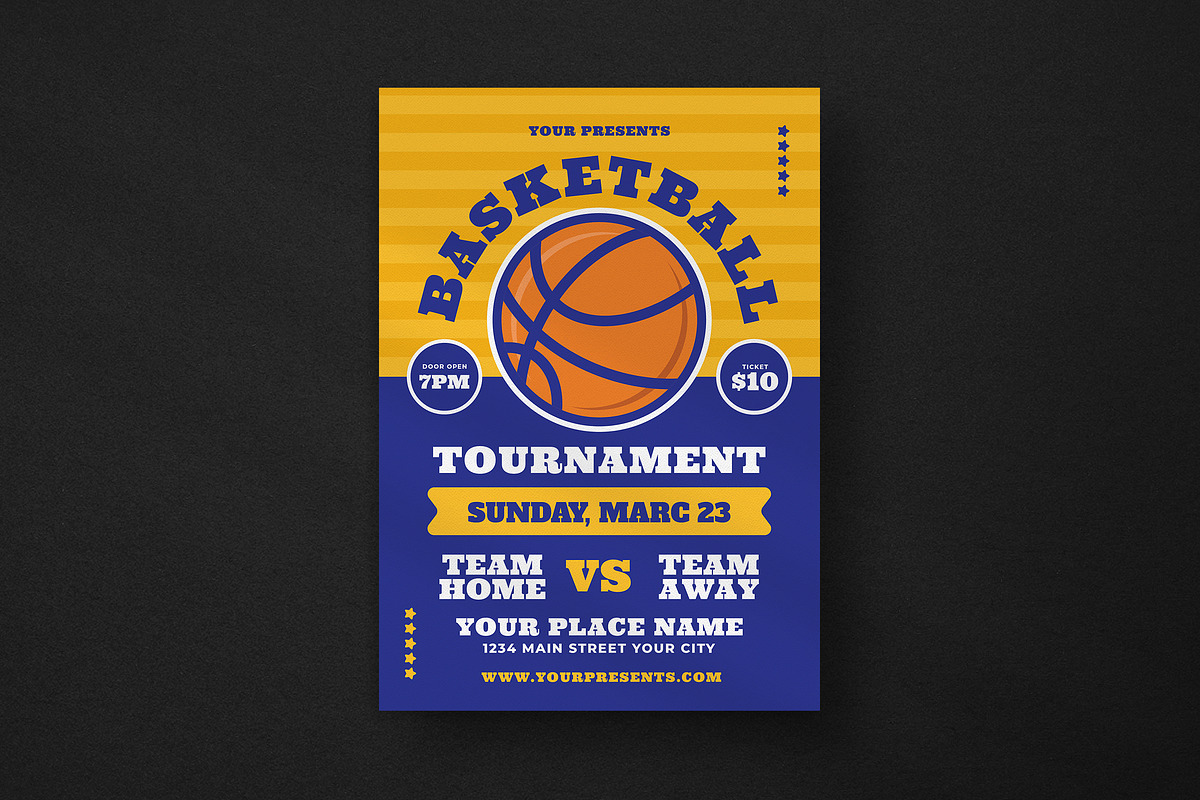 Retro Basketball Tournament Flyer, a Flyer Template by lilyshop