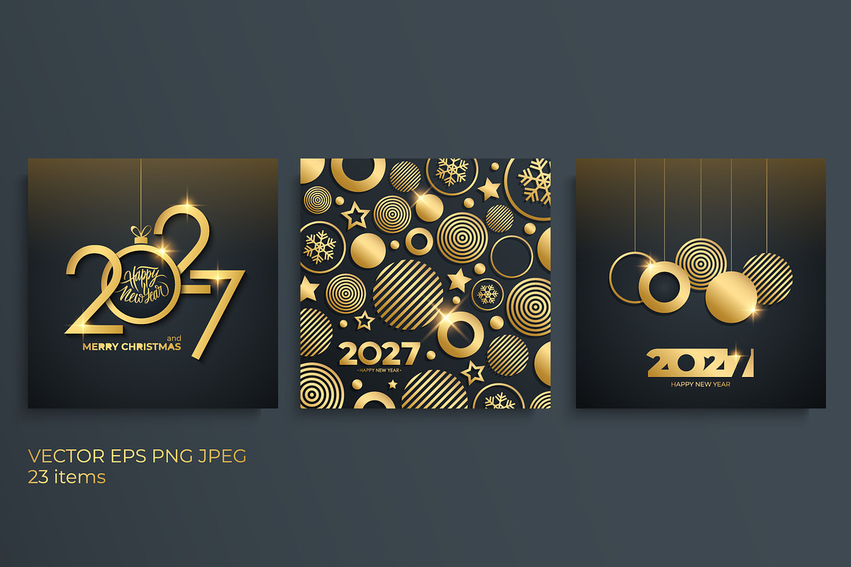 2027 Happy New Year Set, a Background Graphic by Finevector (Photo 1 of 5)