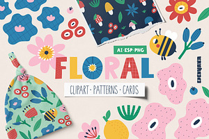 Modern Floral Clipart & Patterns