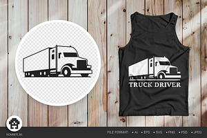 Truck svg, black and white t-shirt.