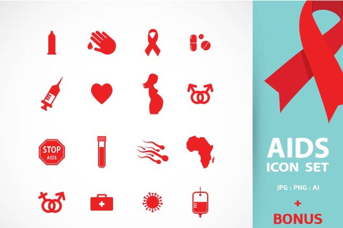 AIDS & HIV icons + BONUS (1), a Graphic by jenny lipets