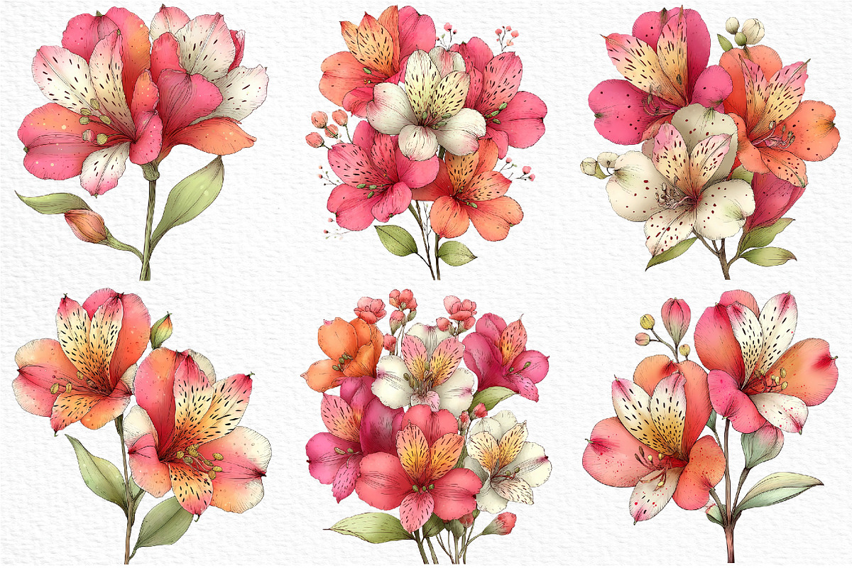 Spring Alstroemeria Flowers Clipart, an Illustration by Craft Nest (Photo 9 of 11)