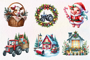 Vintage Christmas Farm Clipart, an Illustration by Dream Creation (Thumbnail 5 of 7)