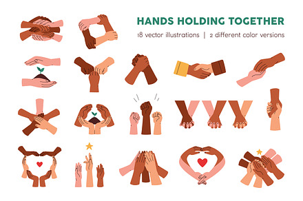Diverse hands holding together set, a Person Illustration by Good Studio