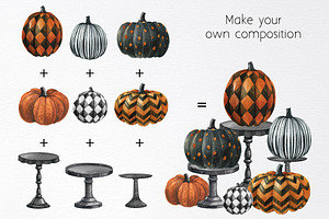 Watercolor Halloween Pumpkin Clipart