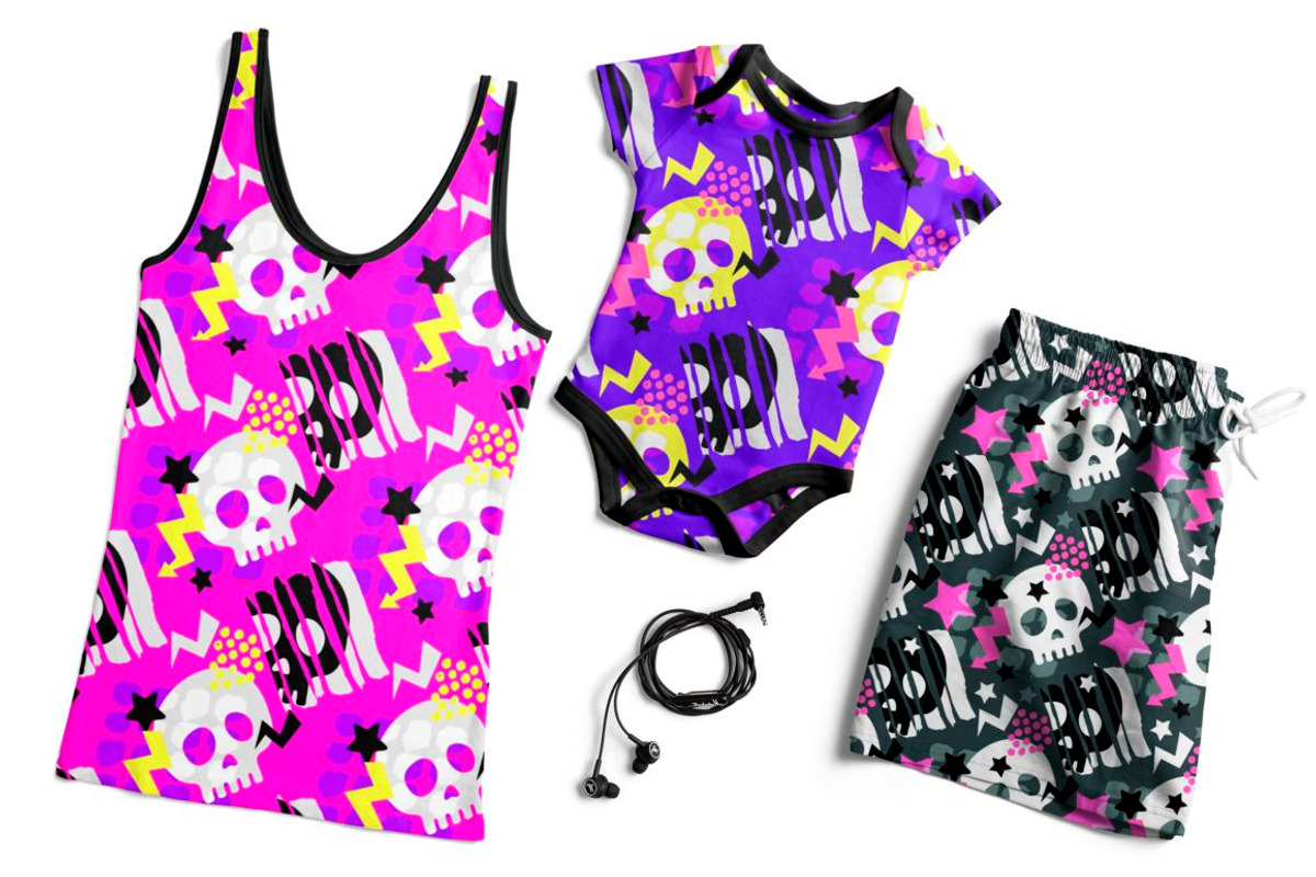 Skull funky seamless patterns, a Pattern Graphic by Seamless and more stuff (Photo 3 of 6)