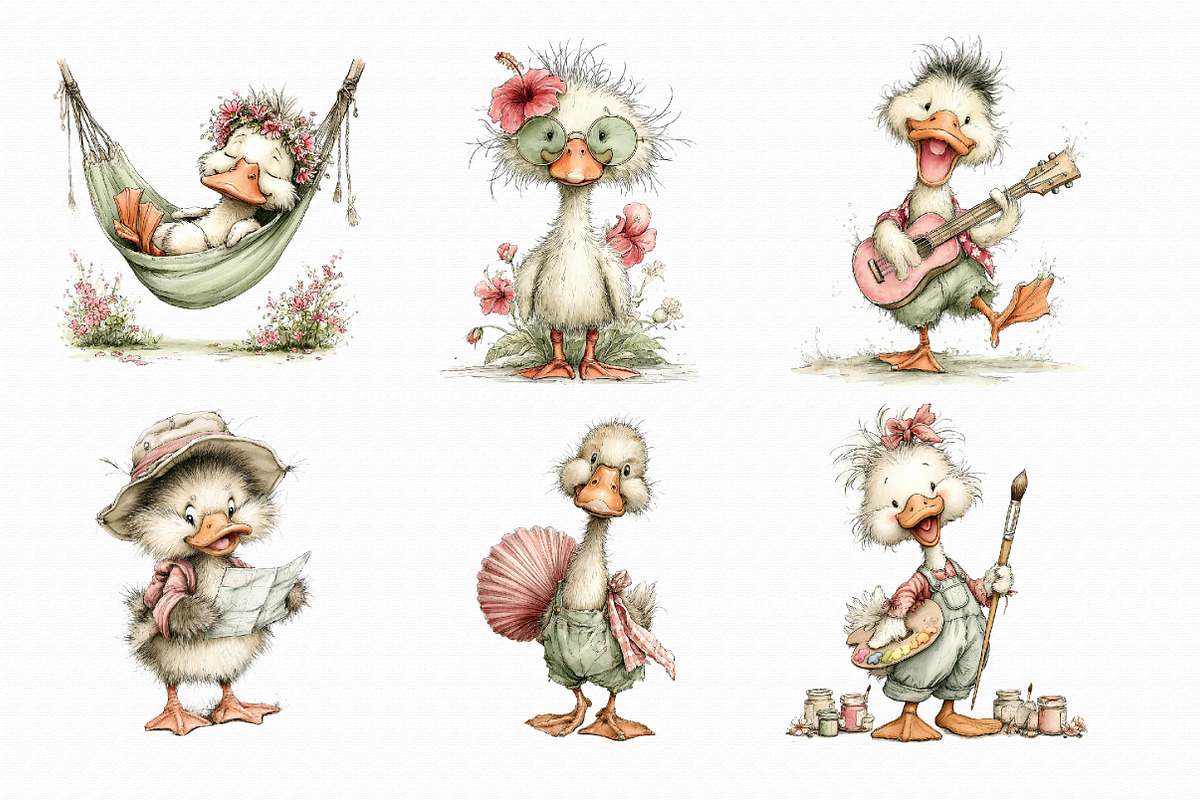 Whimsical Summer Goose Clipart Set, an Illustration by Libby Wishes (Photo 5 of 7)