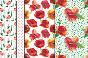 Watercolor Poppies patterns, a Pattern Graphic by DollyPotterson (Thumbnail 3 of 6)