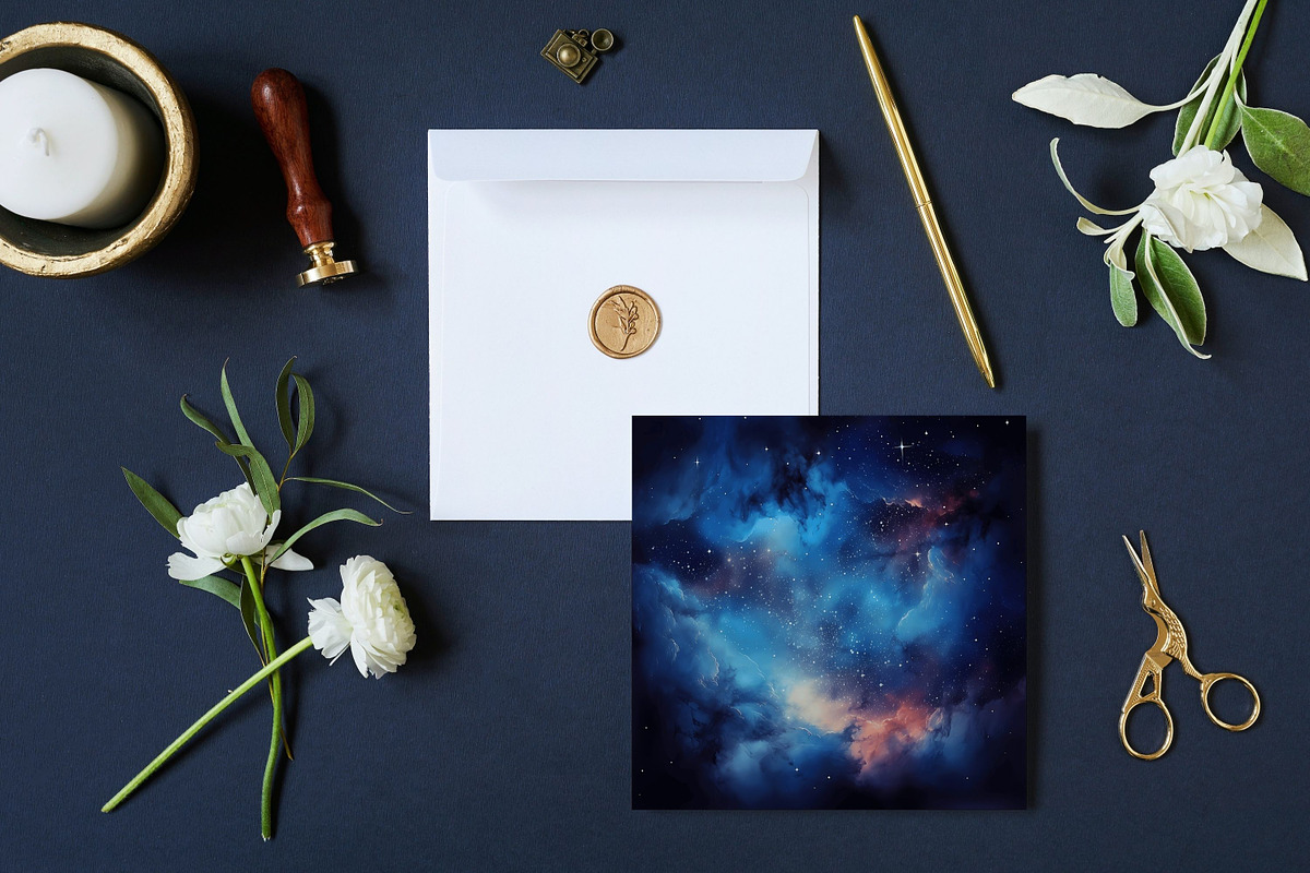 BLUE GALAXIES space backgrounds, a Background Graphic by Mermaids Cove (Photo 7 of 9)