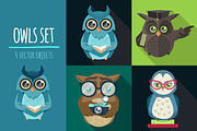 owls set, an Animal Illustration by adi katz (Thumbnail 1 of 5)