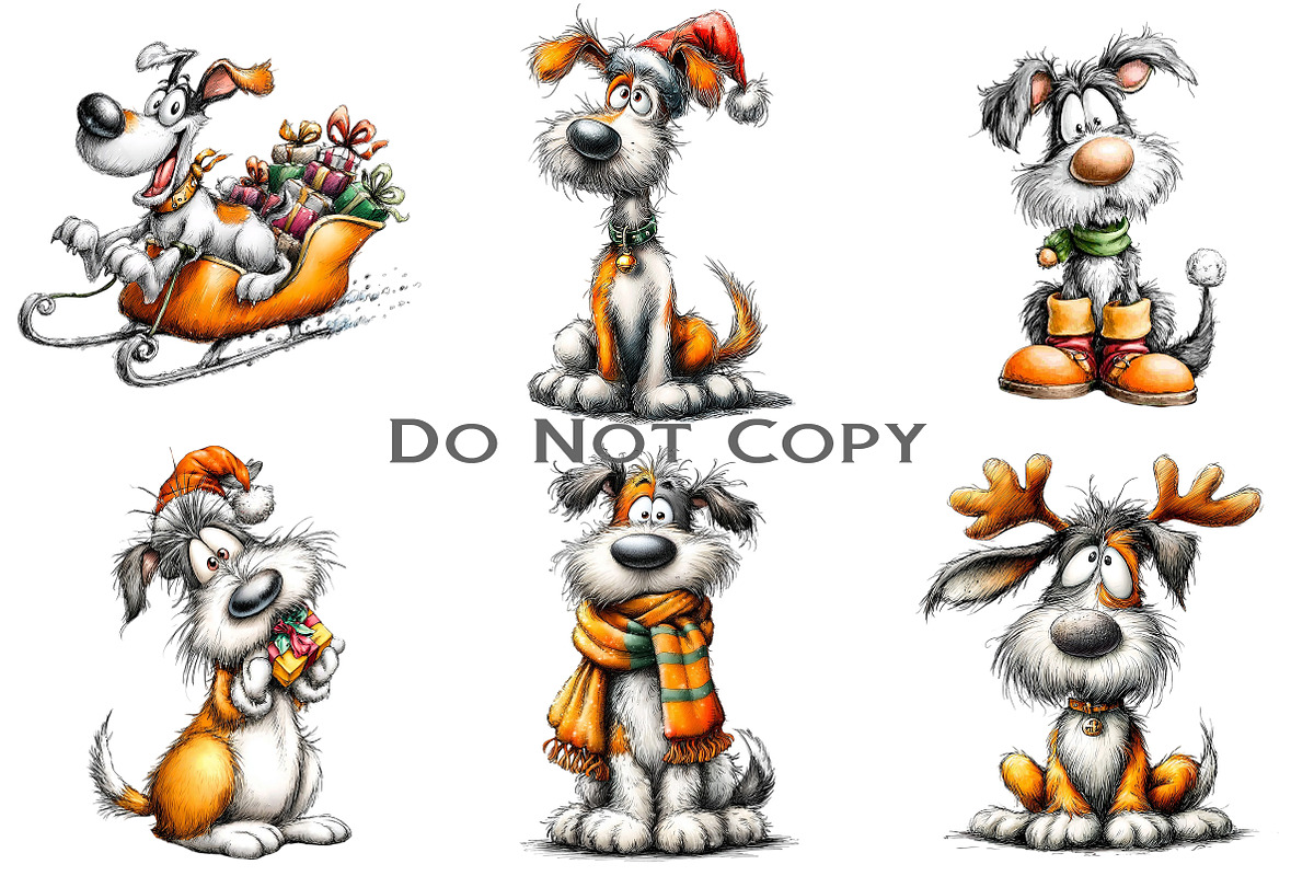 Cute & Funny Christmas Dog Clipart, an Illustration by Craft Nest (Photo 5 of 8)