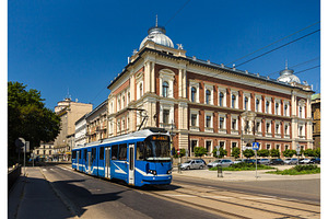 Modern tram EU8N in Krakow - Poland, a Transportation Photo by Leonid Andronov