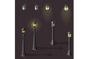 Set of light lamp pillar, an Object Illustration by piter.goskov