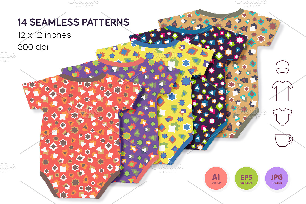 Cute Baby Seamless Patterns 03, a Texture Graphic by KENO Mascots (Photo 2 of 4)