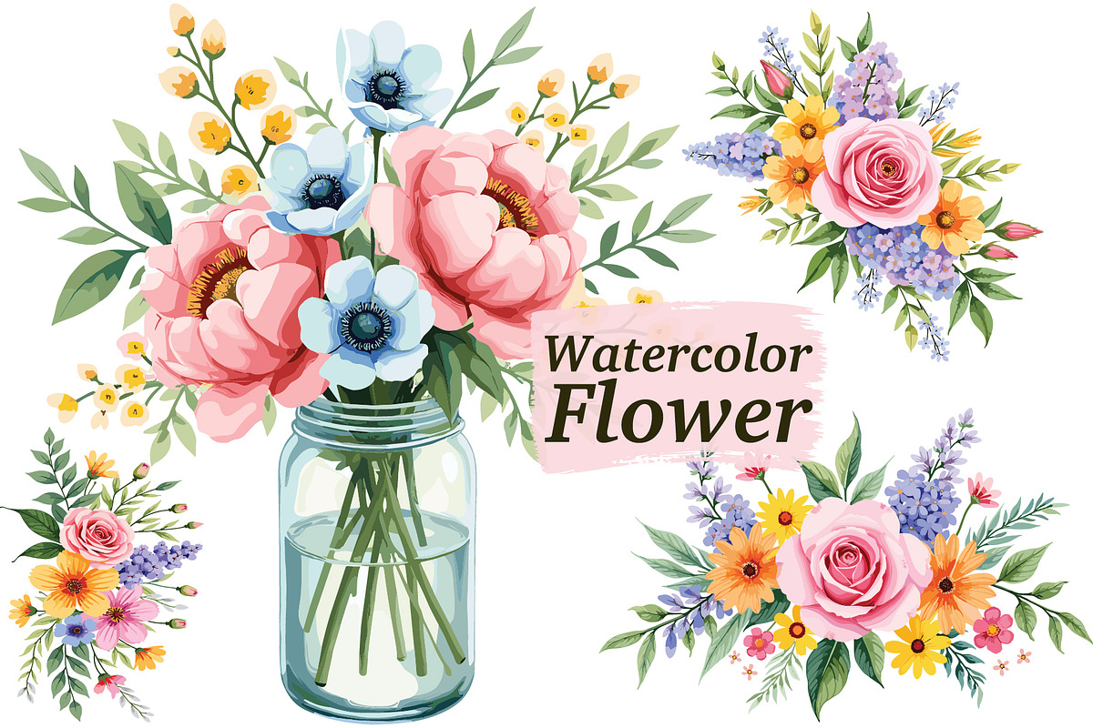 Pastel Floral Watercolor Art, an Illustration by jahid234 (Photo 1 of 11)