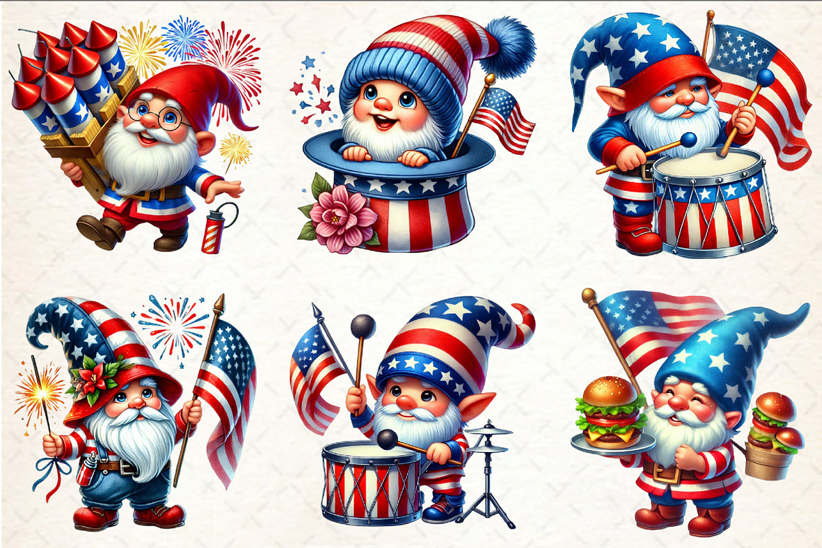4th Of July gnomes Sublimation Clipa, an Illustration by Rose Art (Photo 4 of 7)