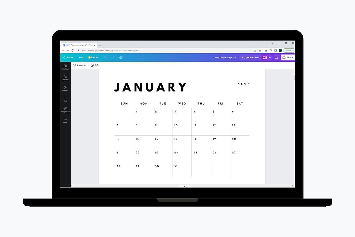 2027 Calendar Template Psd Canva, a Poster Template by DesignStudioTeti (Photo 6 of 9)