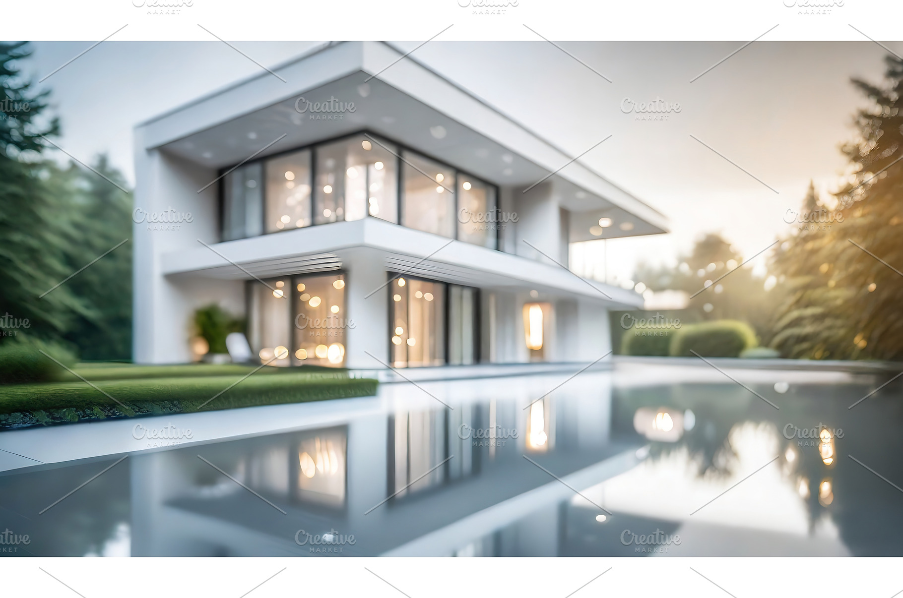 A luxurious modern villa with large, an Architecture Photo by Igor Tichonow
