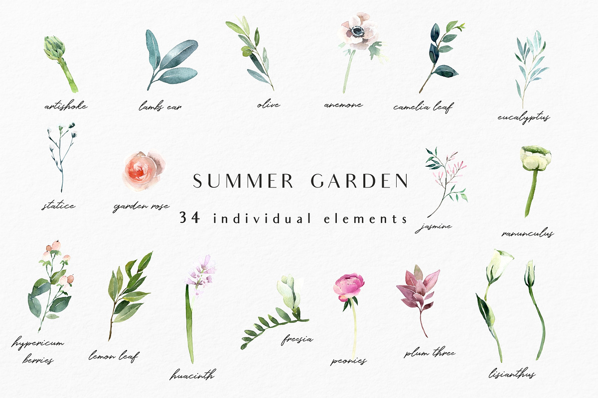 SALE! Summer garden - floral graphic, an Illustration by Youksy (Photo 6 of 24)
