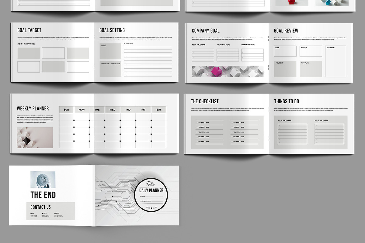 Daily Planner Template Layout, a Stationery Template by MightyDesign (Photo 3 of 6)