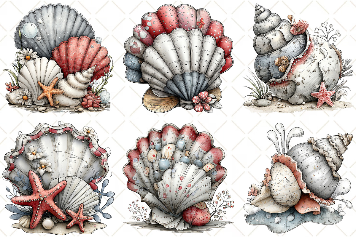 Whimsical Silver Summer Seashell, an Illustration by Black Bird Studio (Photo 4 of 5)