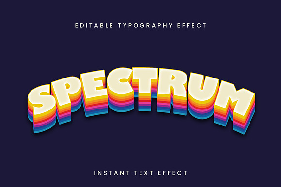 Rainbow Curved 3D Text Effect preview 3