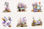 Summer Garden Watercolor Clipart, an Illustration by CreationArt (Thumbnail 3 of 10)
