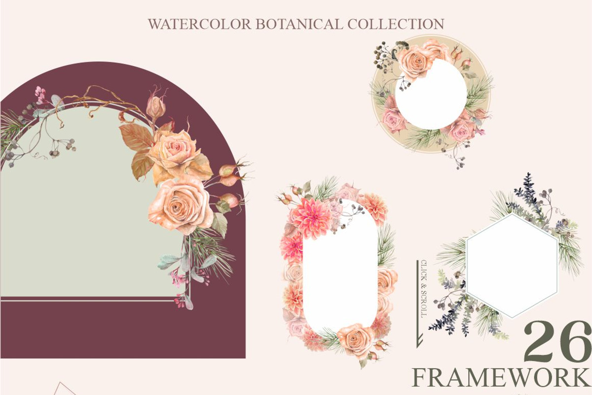 Winter rose-watercolor set, a Decorative Illustration by Collection by VY (Photo 4 of 10)