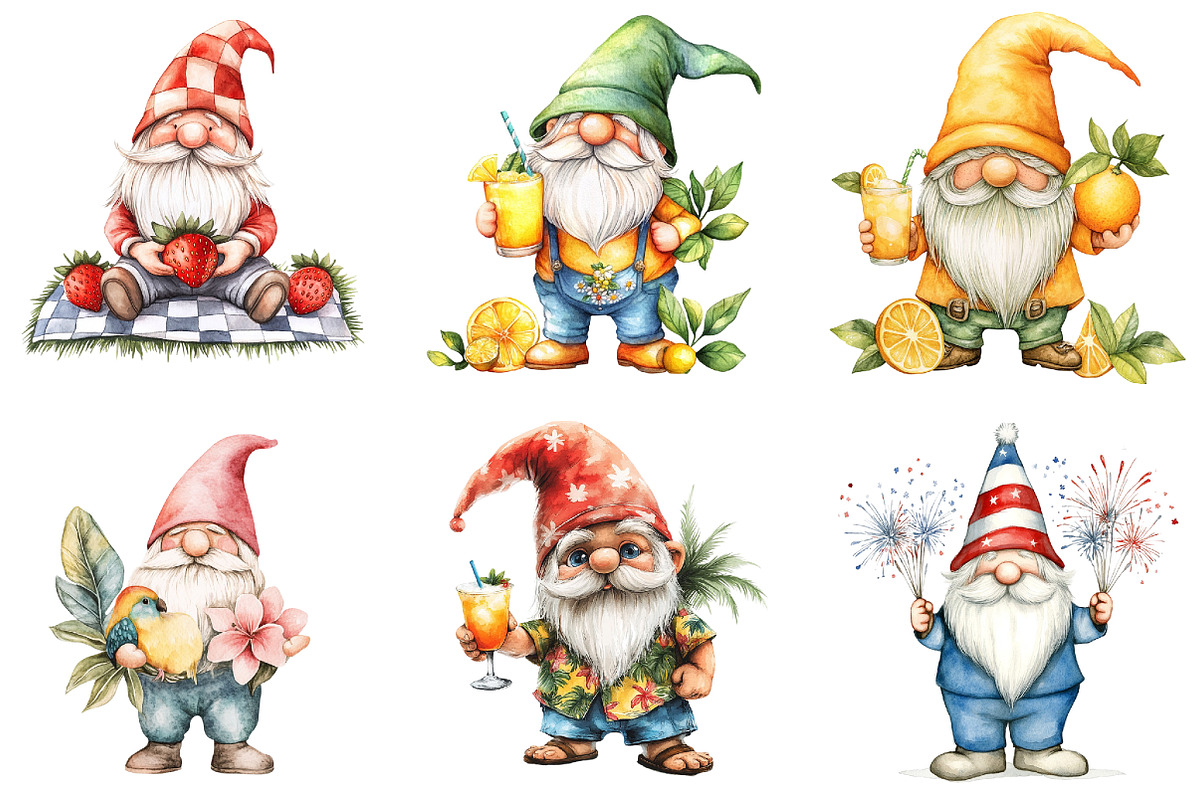Summer Gnome bundle Clipart, a Seasonal Illustration by DreamArtGraphic (Photo 3 of 4)