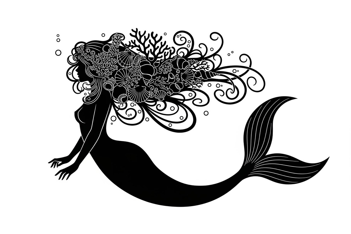 Fantasy Flowing Hair Mermaid Bundle, an Illustration by jahid234 (Photo 5 of 31)
