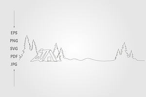 Abstract cabin pine trees