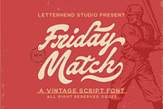 Friday Match Vintage Sporty Script, a Script Font by Letterhend Studio (Thumbnail 1 of 11)