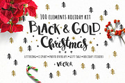 Black & Gold Christmas design kit, a Background Graphic by harmonia_green_art (Thumbnail 1 of 9)