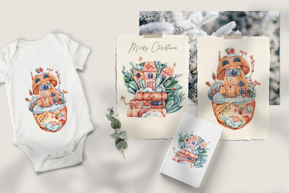 SALE! Watercolor Fairy tale cottage, a Decorative Illustration by Tiana Geo (Photo 13 of 13)