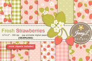 Strawberry Seamless Digital Papers, a Pattern Graphic by JennyL Designs (Thumbnail 1 of 6)